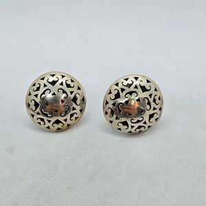 Sterling Silver Twist Back Mexico Domed Hollow Earrings 925